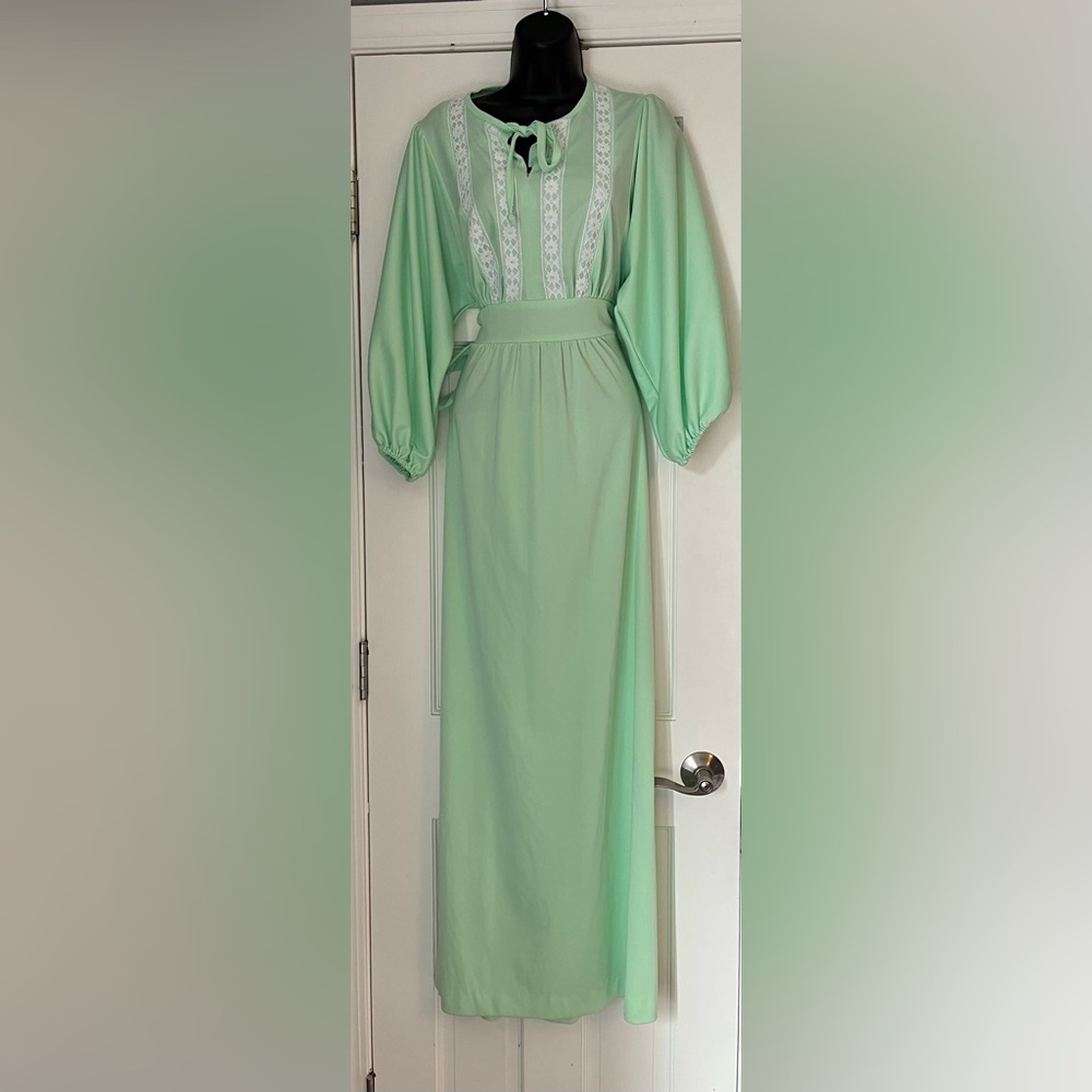 Vintage 1970s mint green maxi dress